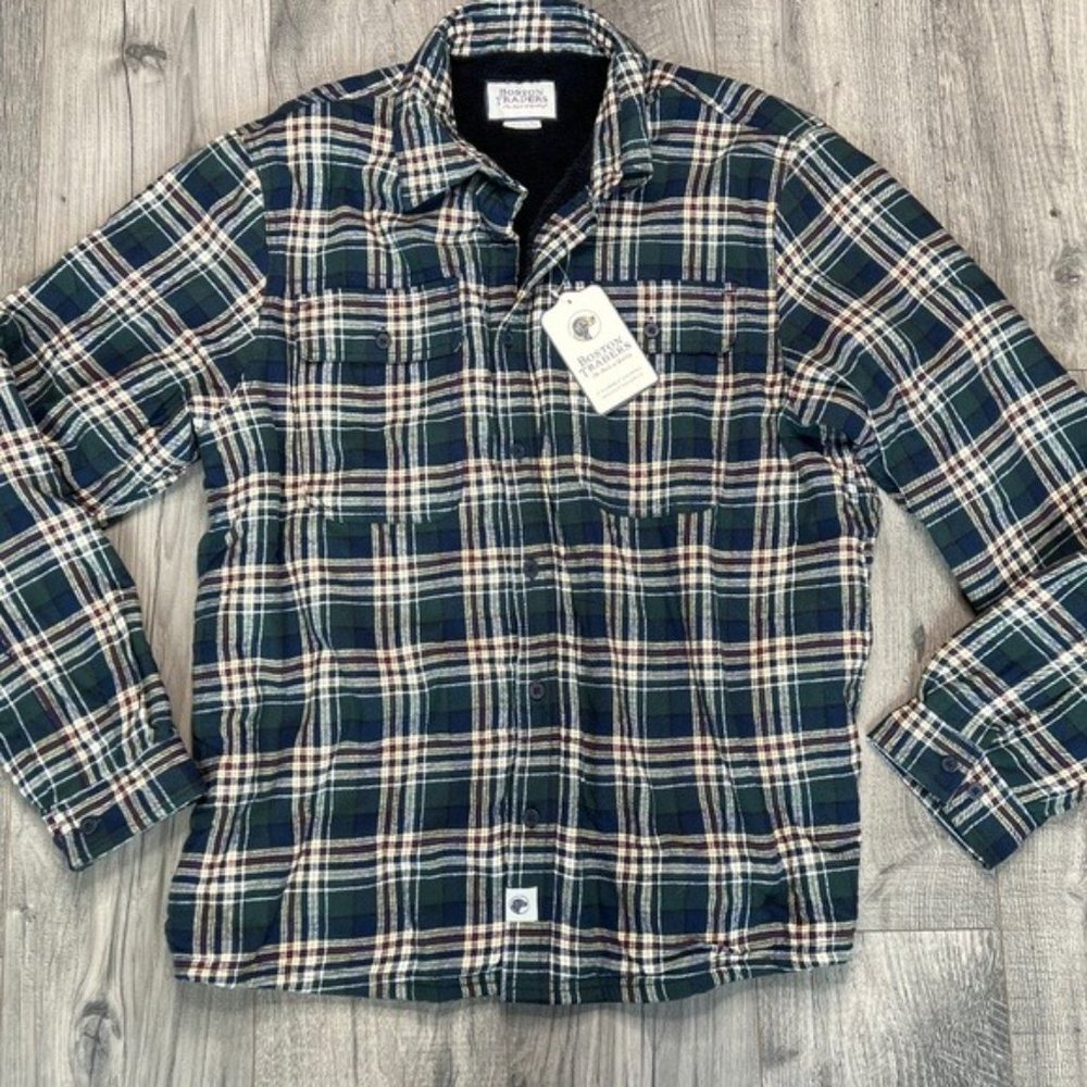 Boston Traders NWT Women's Size XL Oversized Green Plaid Sherpa Lined Shacket - Picture 2 of 10